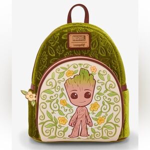NEW Loungefly Marvel Guardians of The Galaxy Groot Floral Velvet Mini Backpack